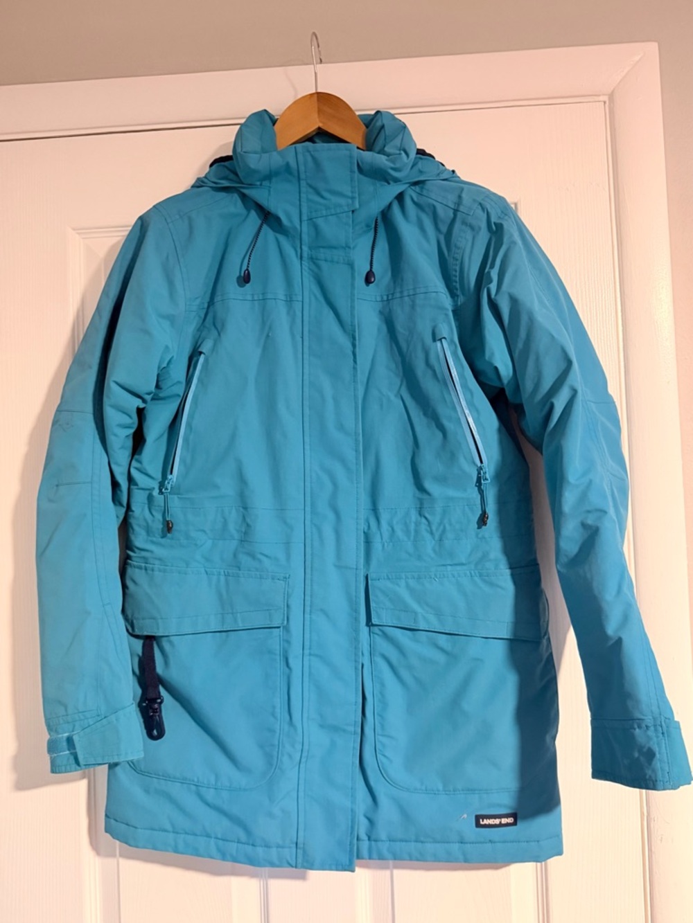 Lands' End Women's Aqua Blue Hooded Ski Jacket